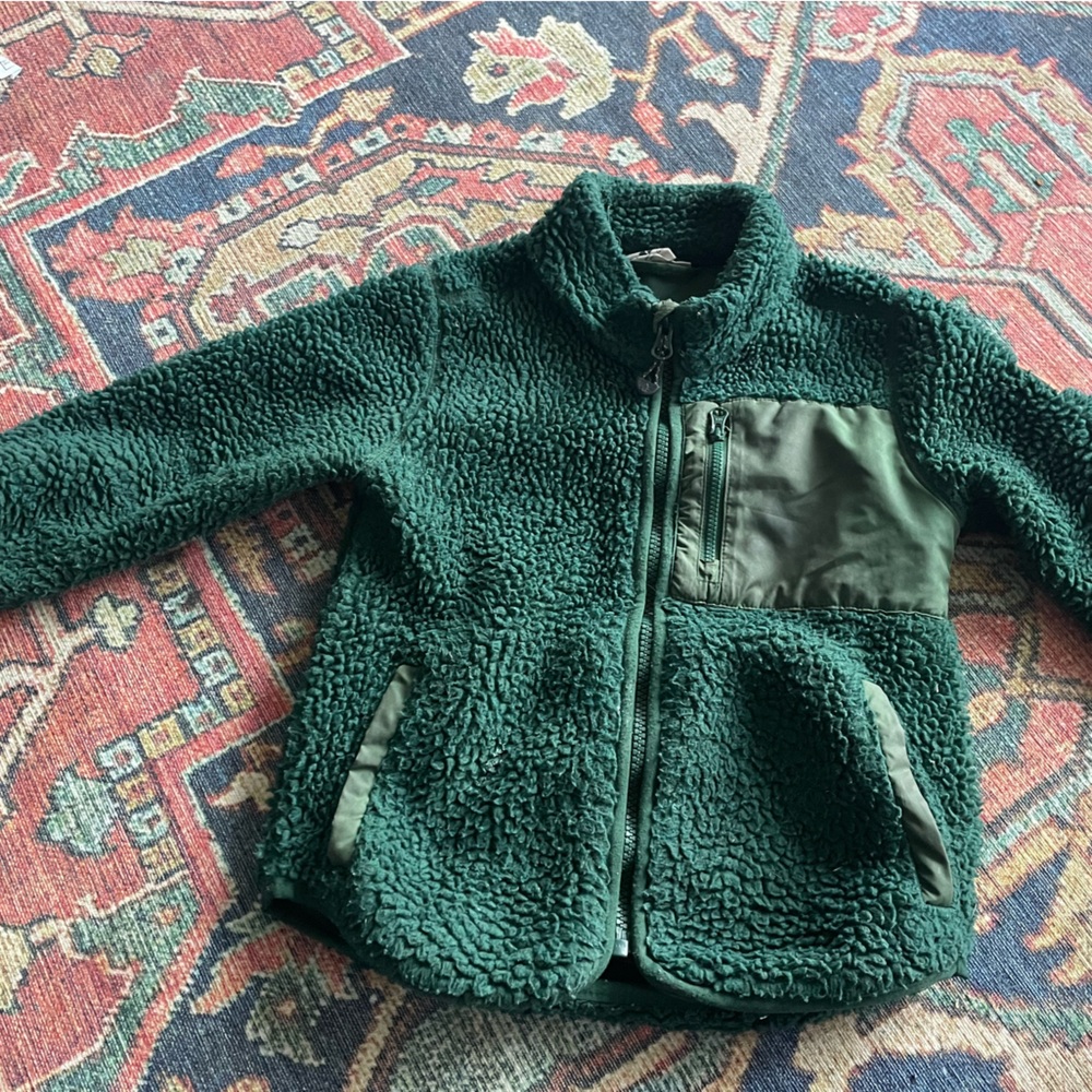 Oaki Forest Green Teddy Sherpa Jacket for Kids - Picture 3 of 3